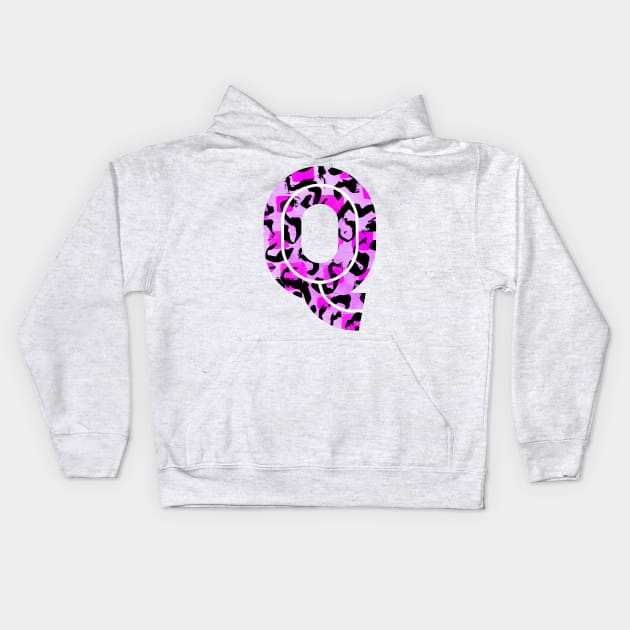 Letter Q Watercolour Leopard Print Alphabet Kids Hoodie by Squeeb Creative